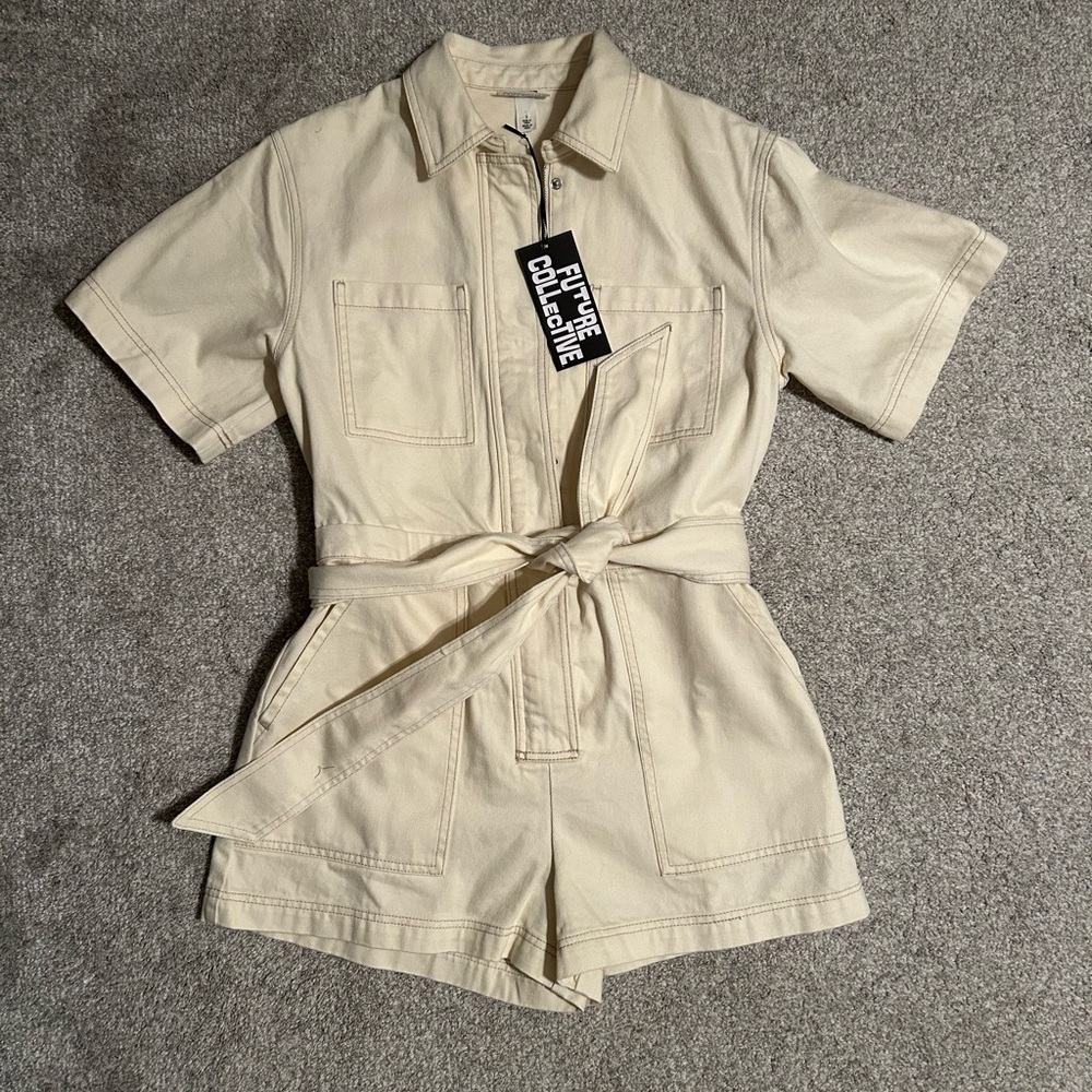 Futuristic Collective Cream Jumpsuit